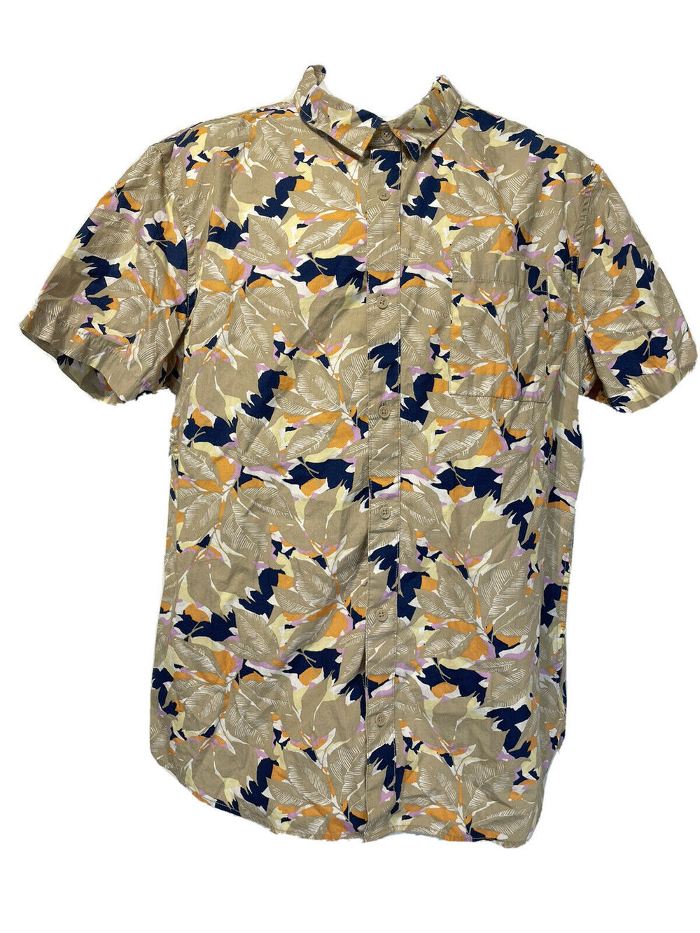 the rail floral orange blue tan button up short sleeve shirt Men’s Size XL